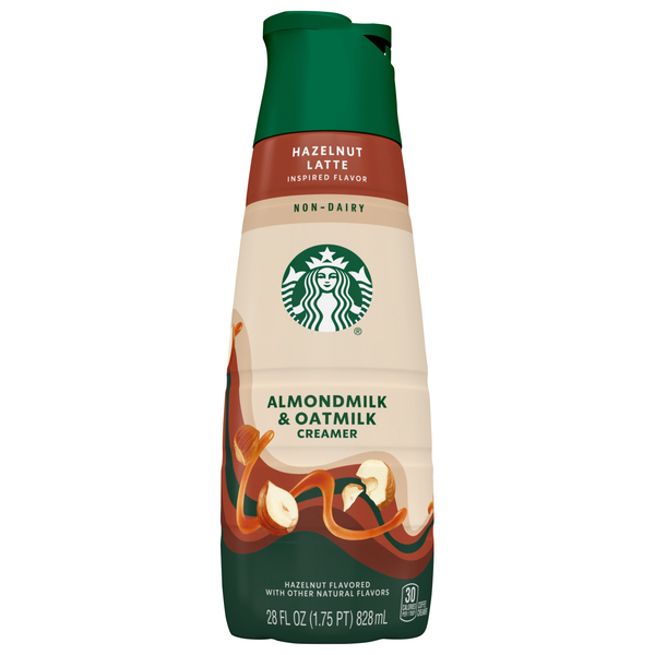 Starbucks Non-Dairy Hazelnut Flavored Almondmilk & Oatmilk Coffee Creamer
