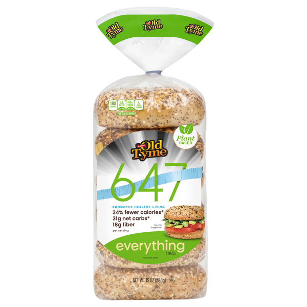 Schmidt Old Tyme 647 Lower Calorie High Fiber Everything Bagels - 6 ct