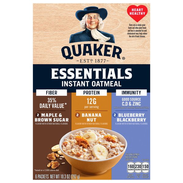 Quaker Essentials Fiber Protein & Immunity Instant Oatmeal - 6 ct