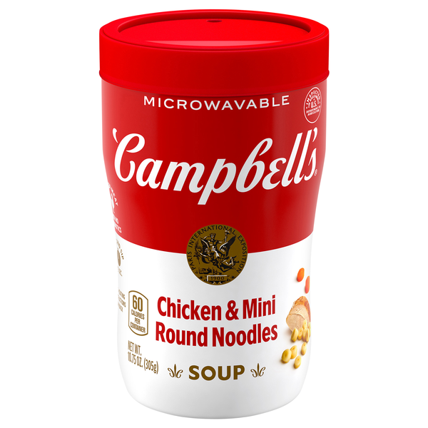 Campbell's Chicken & Mini Round Noodles Sipping Soup Microwavable Cup