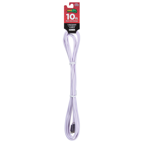 Cordzilla Lightning to Type-C Cable Purple 10 ft
