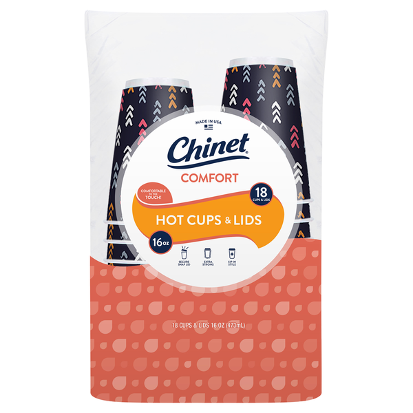 Chinet Comfort Hot Cups & Lids 16 oz