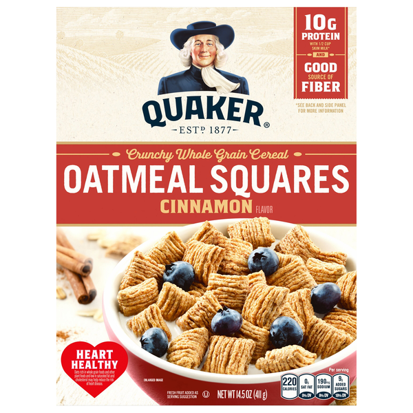 Quaker Oatmeal Squares Cinnamon Whole Grain Cereal