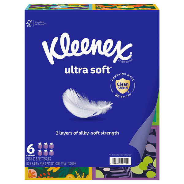 Kleenex Ultra Soft 3-Ply Facial Tissues 60 ea - 6 ct
