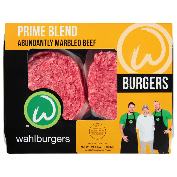 Save on Wahlburgers Prime Blend Ground Beef Burgers 4 ct Fresh Order