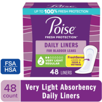 Poise Daily Incontinence Liners Regular Length Very Light