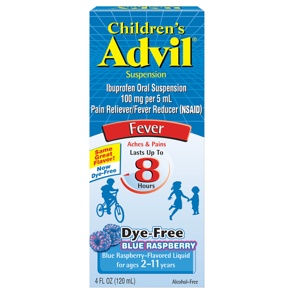 Advil Children's Fever Pain Reliever Blue Raspberry Ibuprofen Suspension