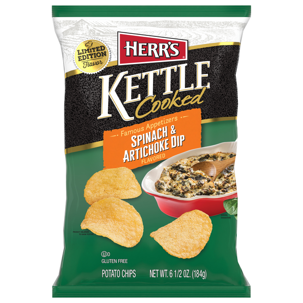 Herr's Kettle Cooked Spinach & Artichoke Dip Potato Chips