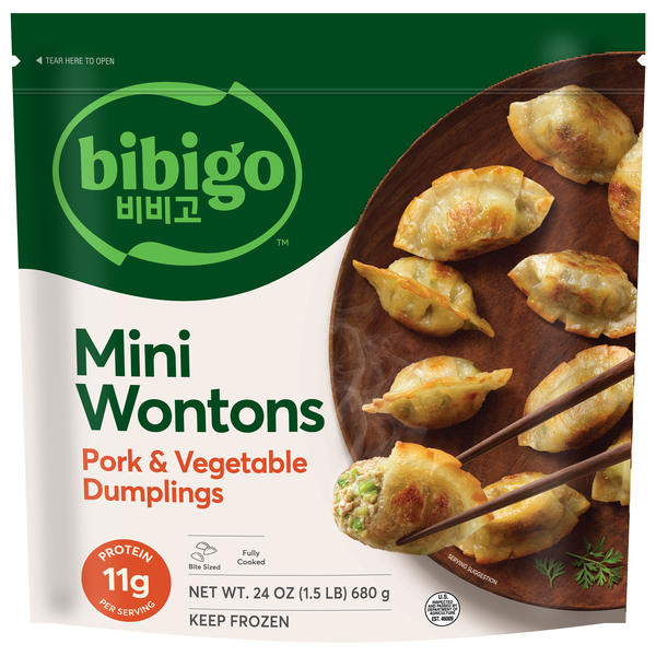 Bibigo Pork & Vegetable Mini Wontons Dumplings Frozen