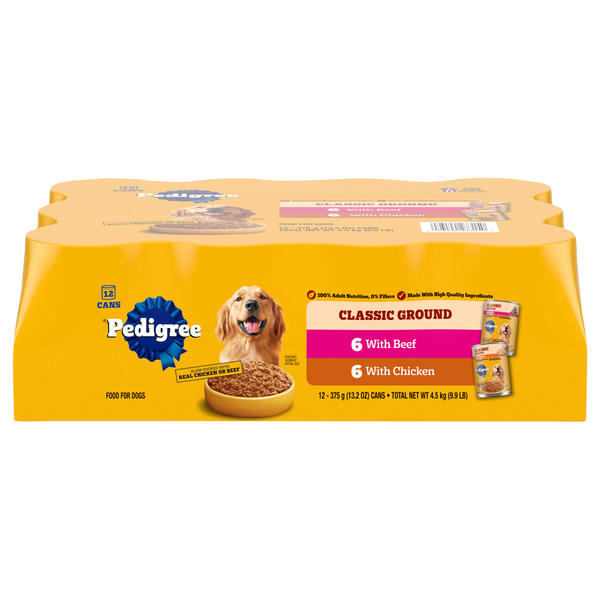 PEDIGREE Chopped Ground Dinner Beef & Chicken Variety Wet Dog Food - 12 ct