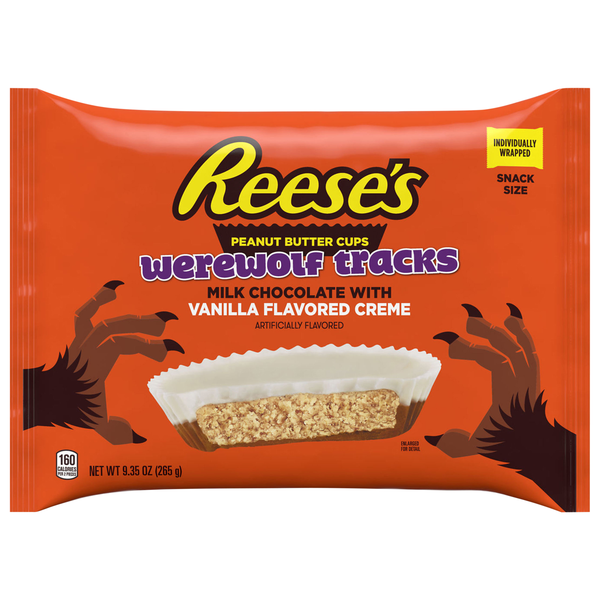 Reese's Werewolf Tracks Choc Vanilla Peanut Butter Cups Halloween Candy