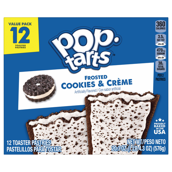 Pop-Tarts Frosted Cookies & Creme Toaster Pastries - 12 ct
