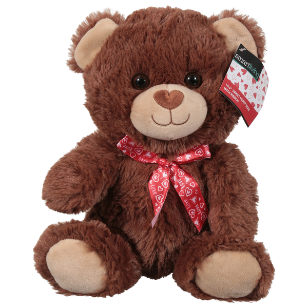 Smart Living 10.5 Inch Sweet Heart Teddy Bear with Ribbon Brown
