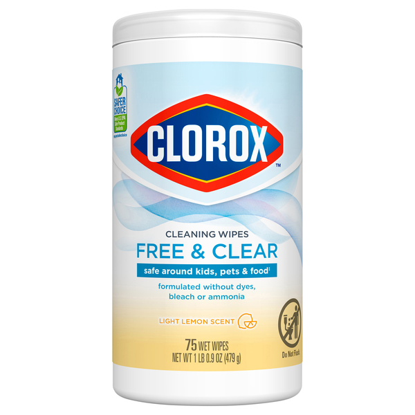 Clorox Free & Clear Light Lemon Scent Cleaning Wipes