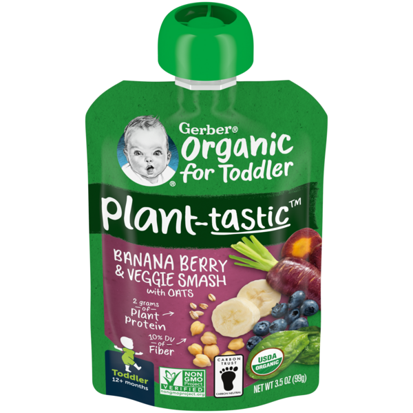 Gerber Organic Toddler Banana Berry & Veggie Smash with Oats