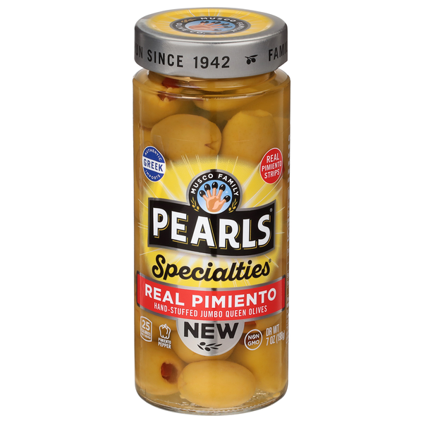 Pearls Specialties Pimiento Strips Hand Stuffed Jumbo Queen Olives