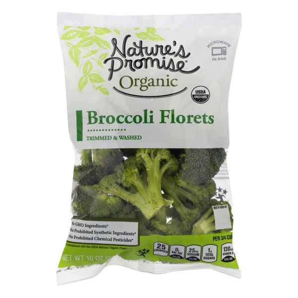 Save on Nature's Promise Organic Broccoli Florets Trimmed & Washed