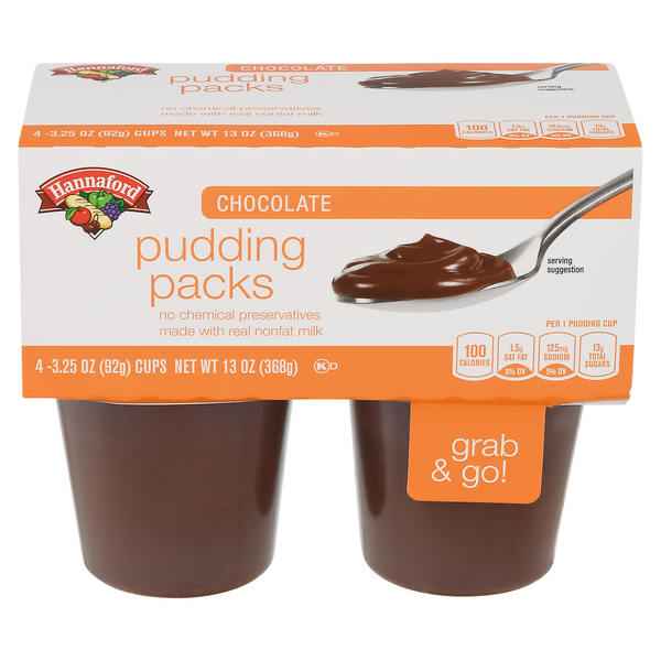 Hannaford Pudding Packs Chocolate Gluten Free - 4 ct