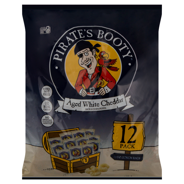Pirate's Booty Aged White Cheddar Rice & Corn Puffs - 12 ct