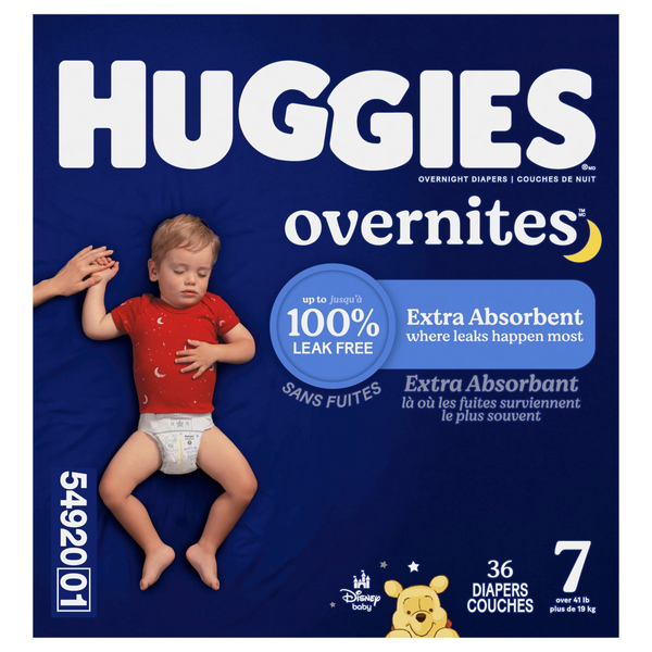 Huggies Overnites Size 7 Baby Diapers 41+ lbs