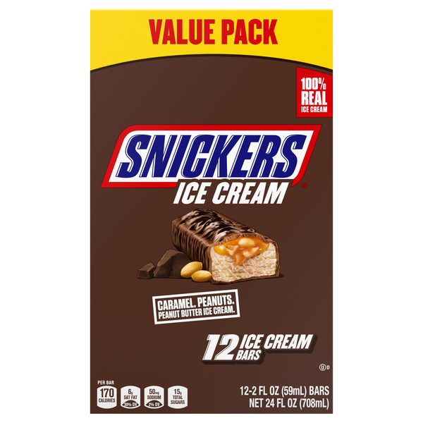 SNICKERS Peanut Butter Ice Cream Bars - 12 ct
