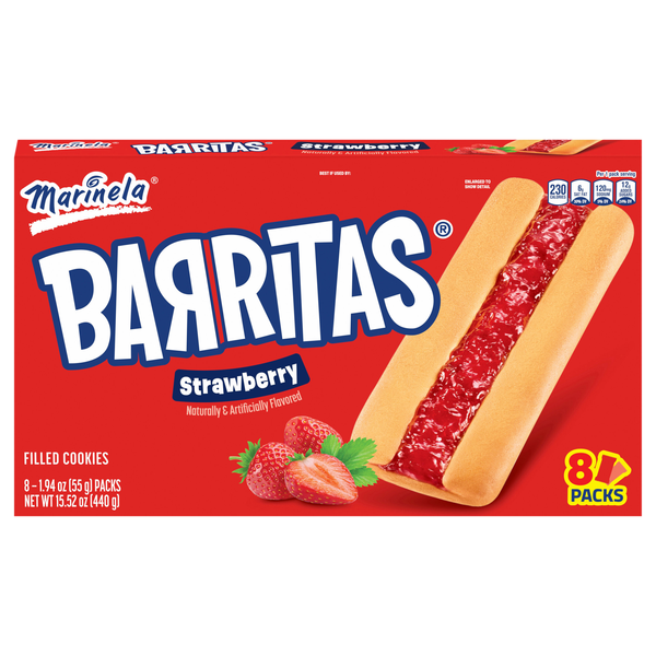 Marinela Barritas Strawberry Filled Cookies - 8 ct