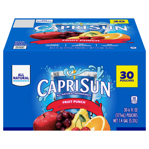 Capri Sun All Natural Fruit Punch Juice Drink Pouches - 30 pk