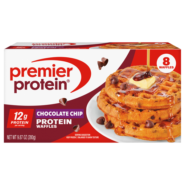 Premier Protein Chocolate Chip Protein Waffles - 8 ct Frozen