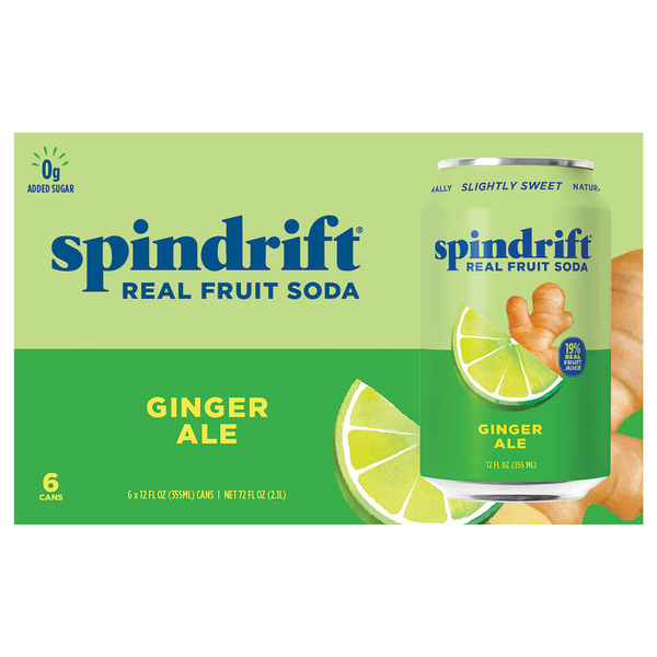 Spindrift Ginger Ale Real Fruit Soda - 6 pk