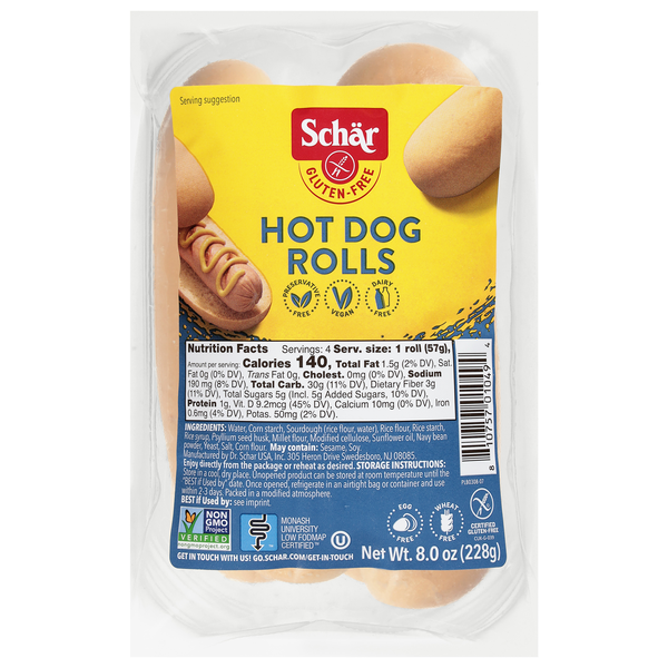 Schar Gluten Free Hot Dog Rolls - 4 ct