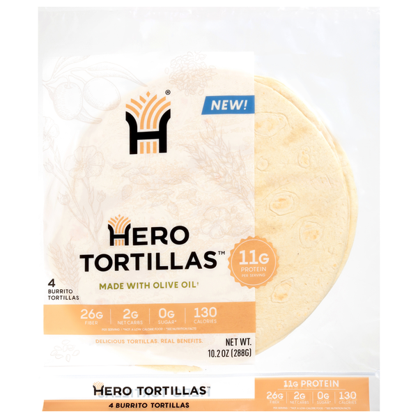 Hero Flour Burrito Tortillas - 4 ct