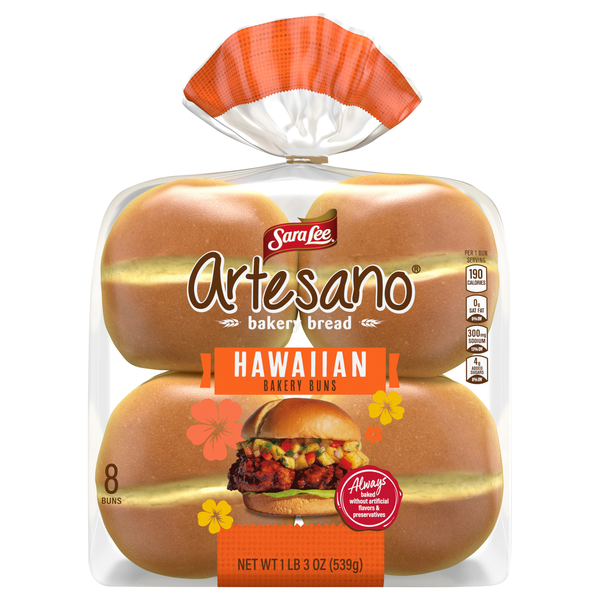 Sara Lee Artesano Bakery Bread Hawaiian Hamburger Buns - 8 ct