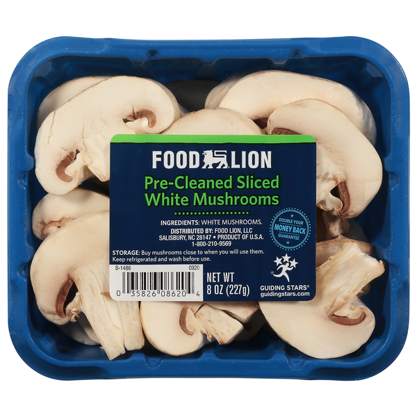 Food Lion Sliced Pre-Cleaned White Mushrooms
