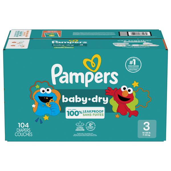 Pampers Baby Dry Size 3 Baby Diapers 16-28 lb