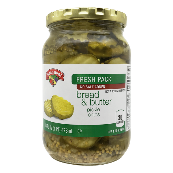 Hannaford Bread & Butter Pickle Chips No Salt Added Fresh Pack