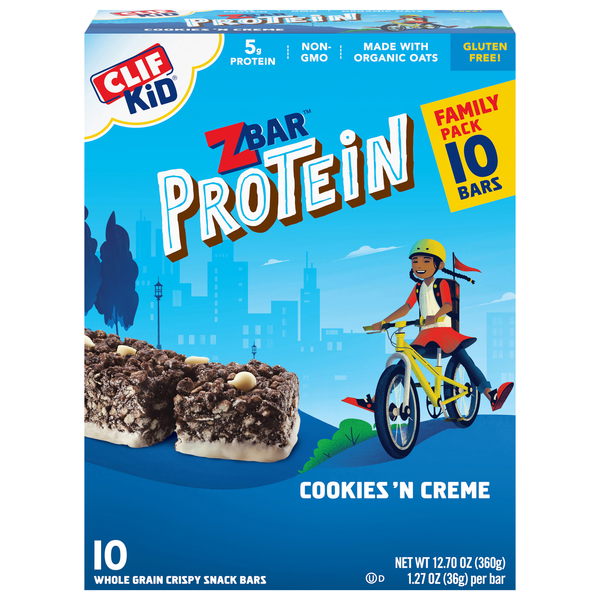 CLIF KID ZBAR Cookies 'n Creme Protein Snack Bar - 10 ct