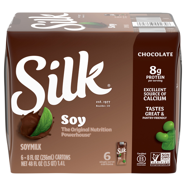 Silk Chocolate Soymilk Shelf Stable - 6 pk