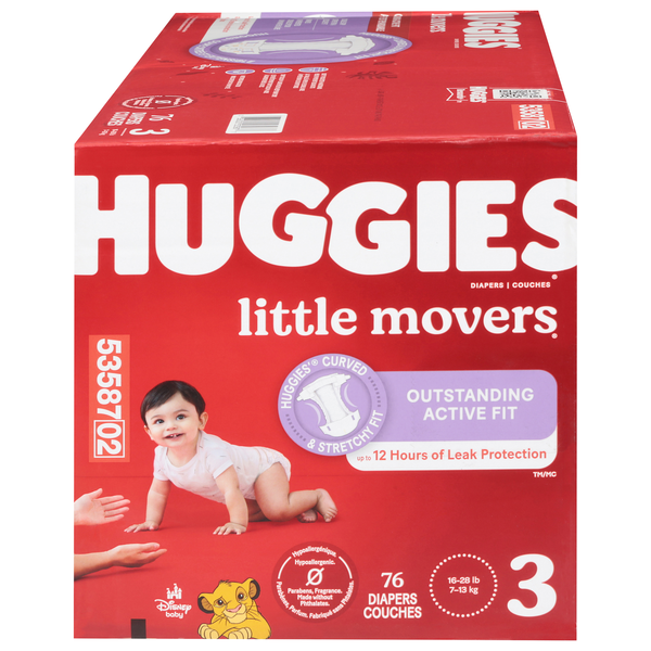 Huggies Little Movers Size 3 Baby Diapers 16-28 lb