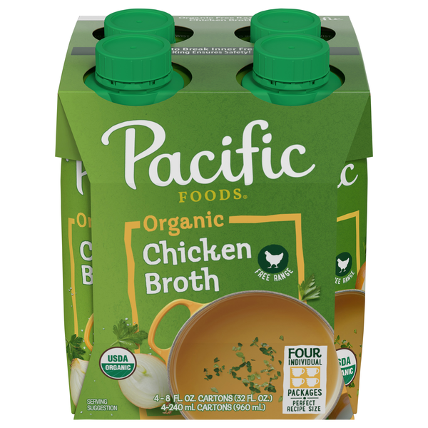 Pacific Foods Organic Free Range Chicken Broth - 4 ct
