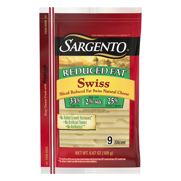 Save on Sargento Swiss Cheese Reduced Fat Slices 9 ct Order Online