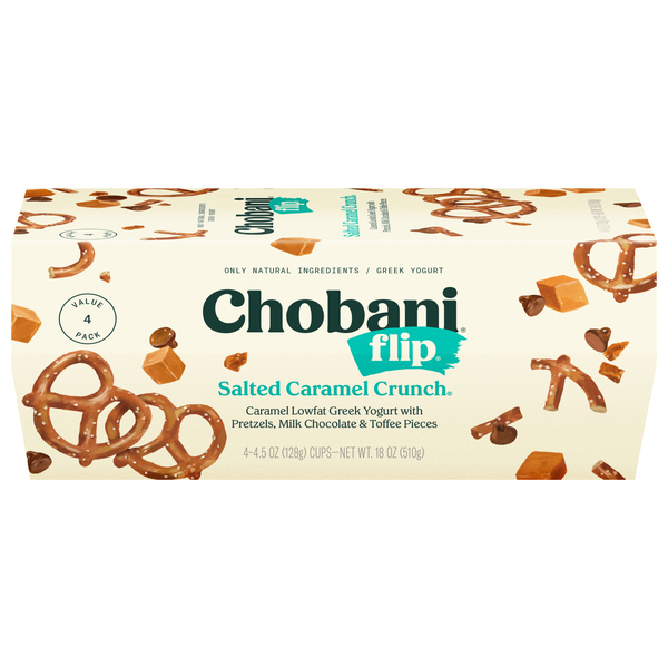 Chobani Flip Lowfat Salted Caramel Crunch Greek Yogurt Cups - 4 ct