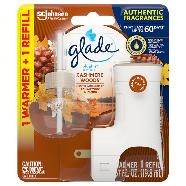 Glade plugIns Cashmere Woods Scented Oil Warmer + Refill