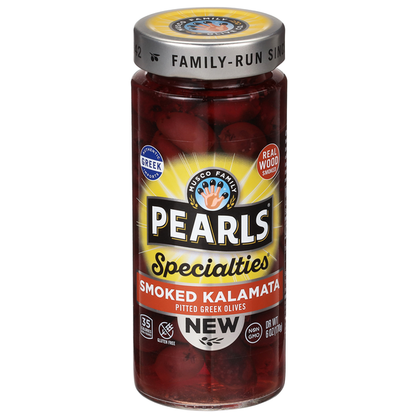 Pearls Specialties Pitted Smoked Kalamata Greek Olives Marinated