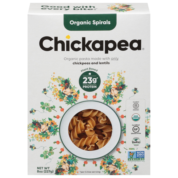 Chickapea Organic Gluten Free Plant-Based High Protein Spirals Pasta