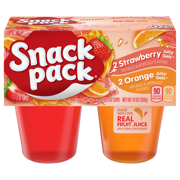 Snack Pack Strawberry & Orange Juicy Gels Cups - 4 ct