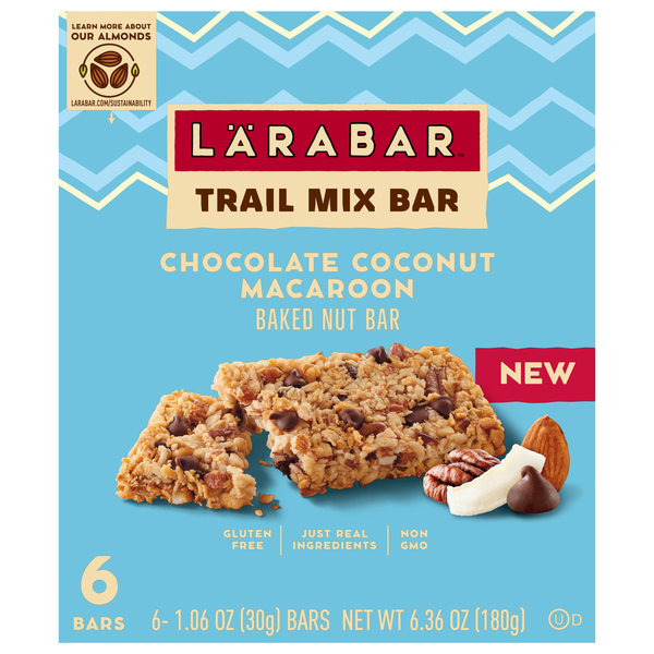 LARABAR Gluten Free Chocolate Coconut Macaroon Trail Mix Bar - 6 ct