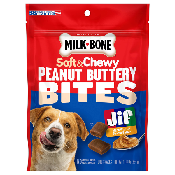 Save on Milk-Bone Soft Chewy Peanut Buttery Bites Dog Snacks