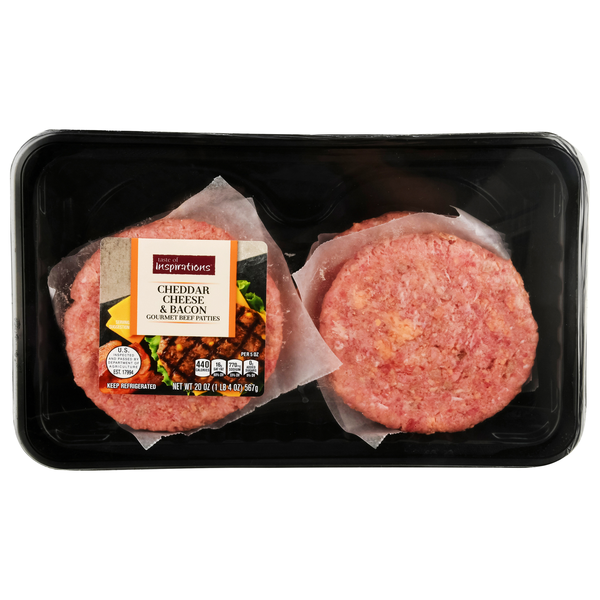 Taste of Inspirations Gourmet Cheddar Cheese & Bacon Beef Patties - 4 ct