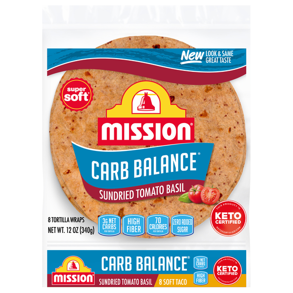 Mission Carb Balance Keto Tomato Basil Soft Tortilla Wraps - 8 ct