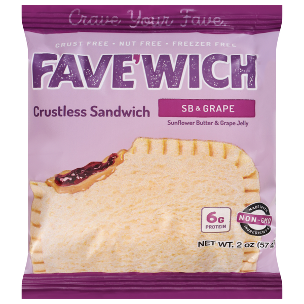 Fave'wich Sunflower Buter & Grape Jelly Crustless Sandwich